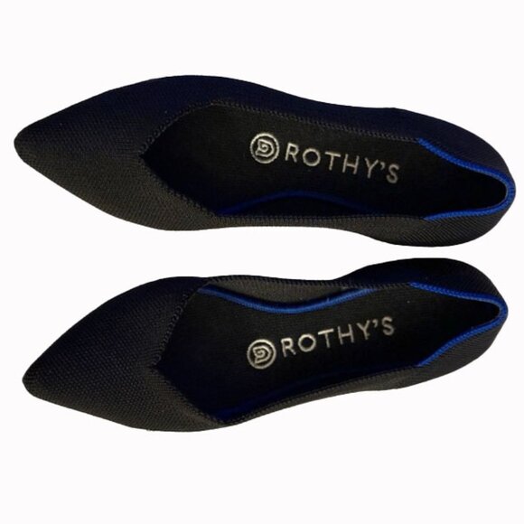 ROTHY’S Black Flats with Blue Trim, Size 6.5
In Very Good Pre-owned condition. - Picture 2 of 4